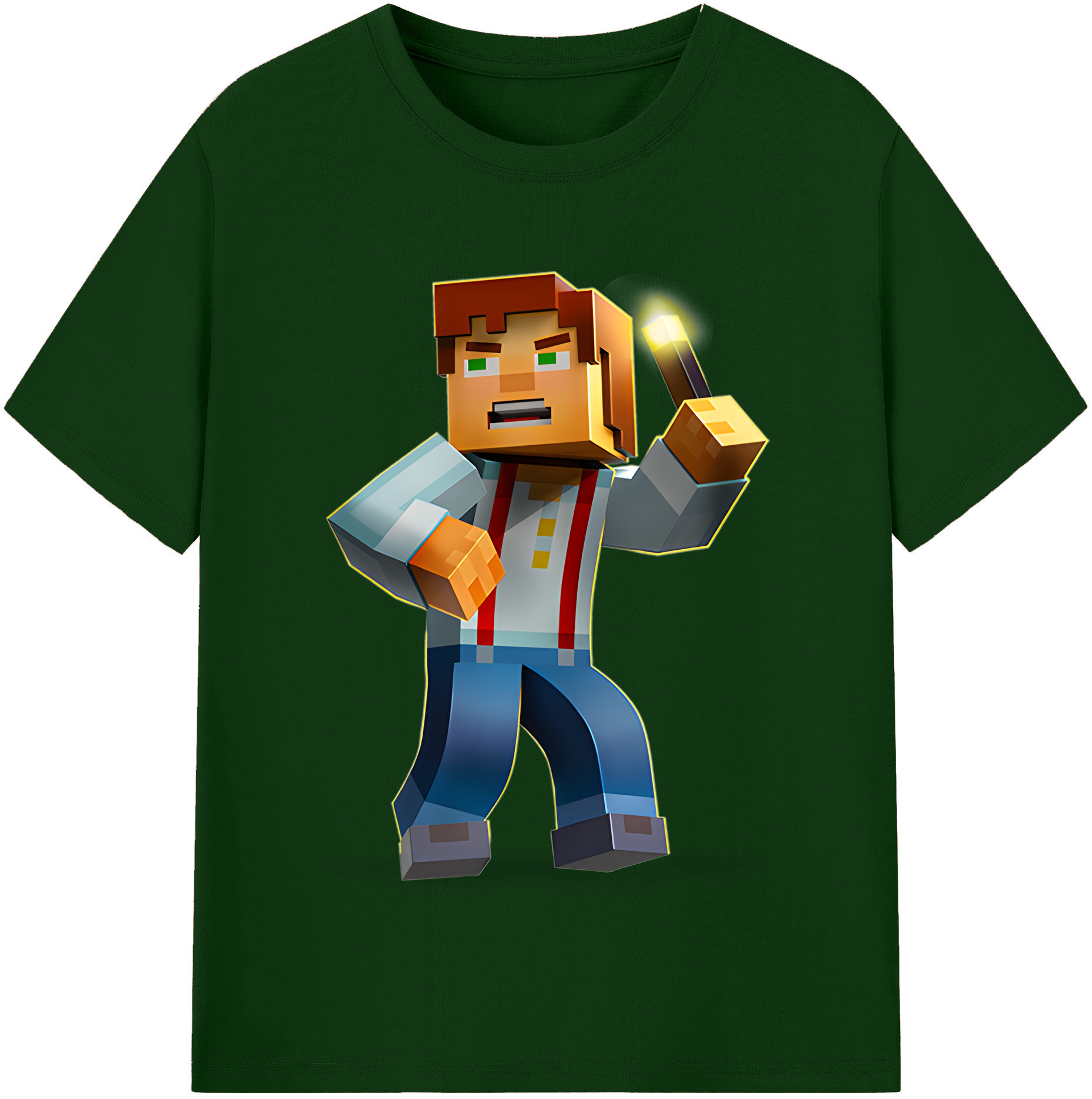 （画像用） マインクラフト ブロックの世界 Minecraft MC Block world 綿100％半袖Tシャツ（フロントプリント）